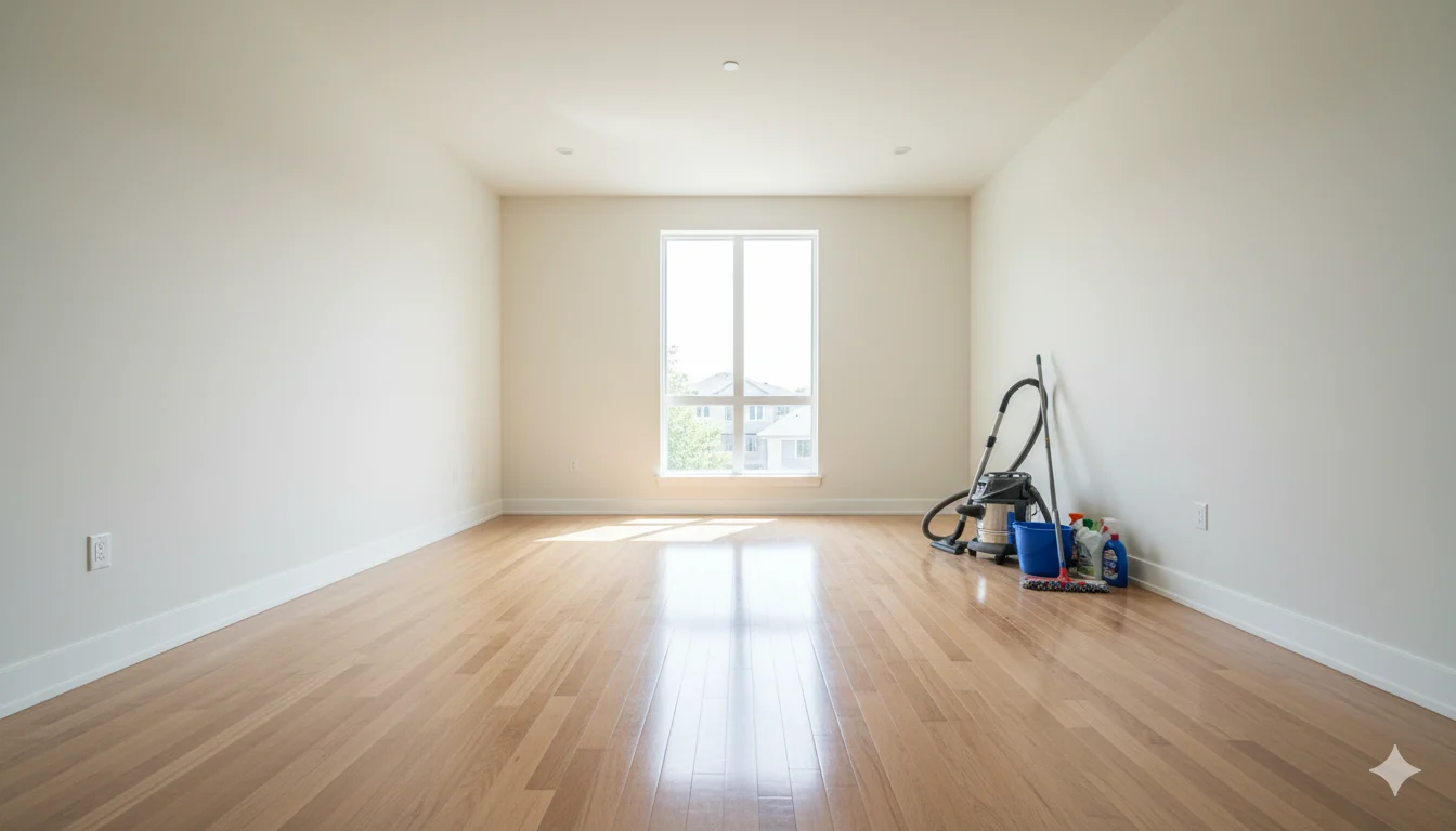 Clean swept-out room after removal