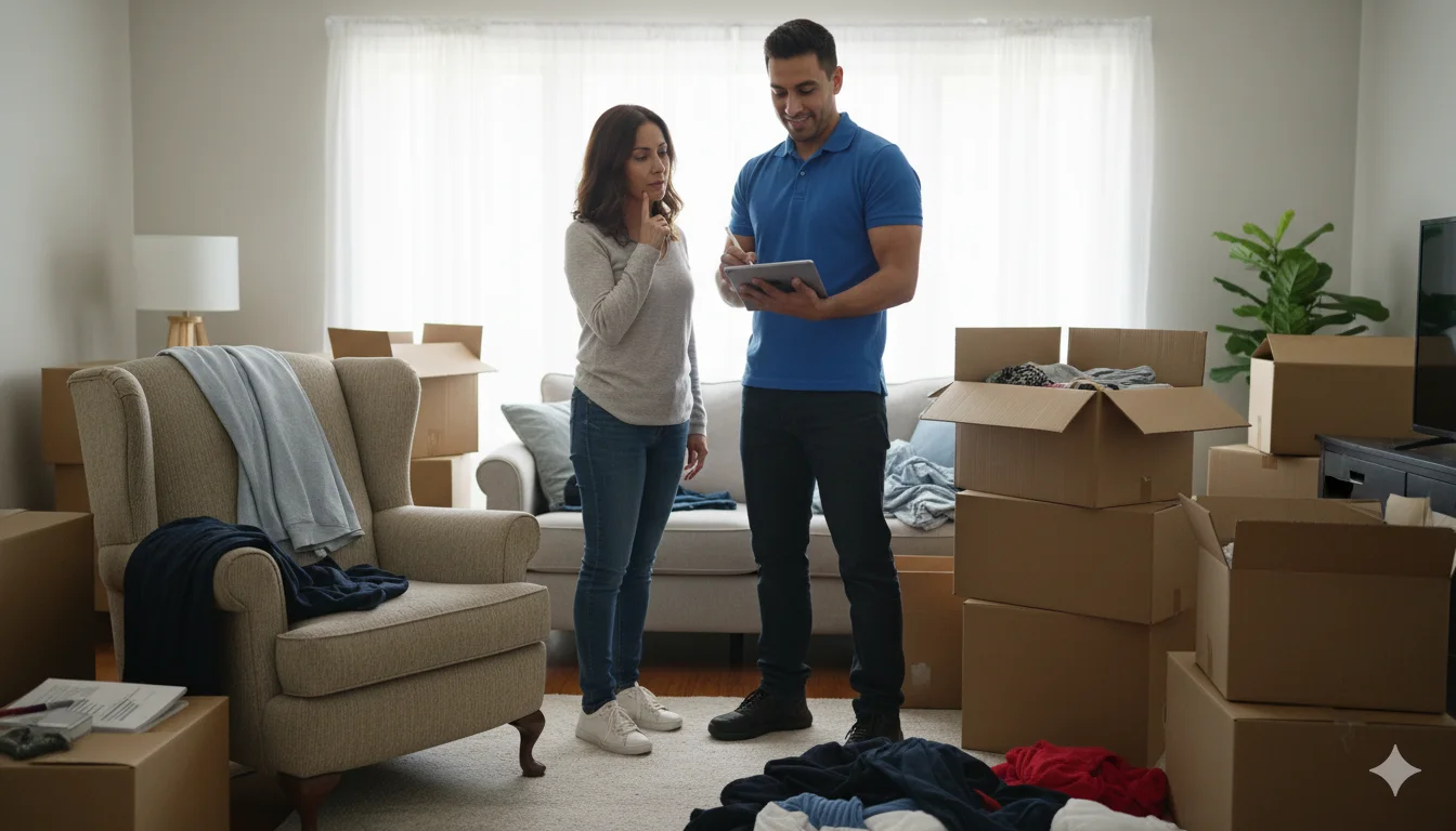 Team member providing on-site quote to customer